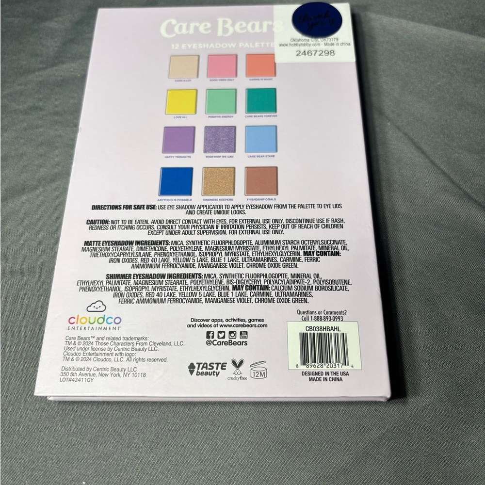 New Care Bears Pastel Rainbow Eyeshadow Palette - Lavender Pink Blue - Picture 6 of 6